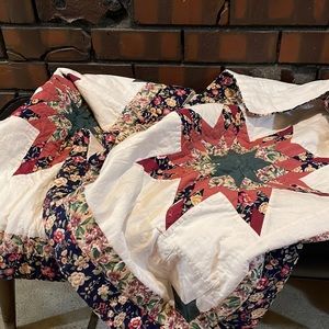 Two vintage handmade quilted pillowcases
